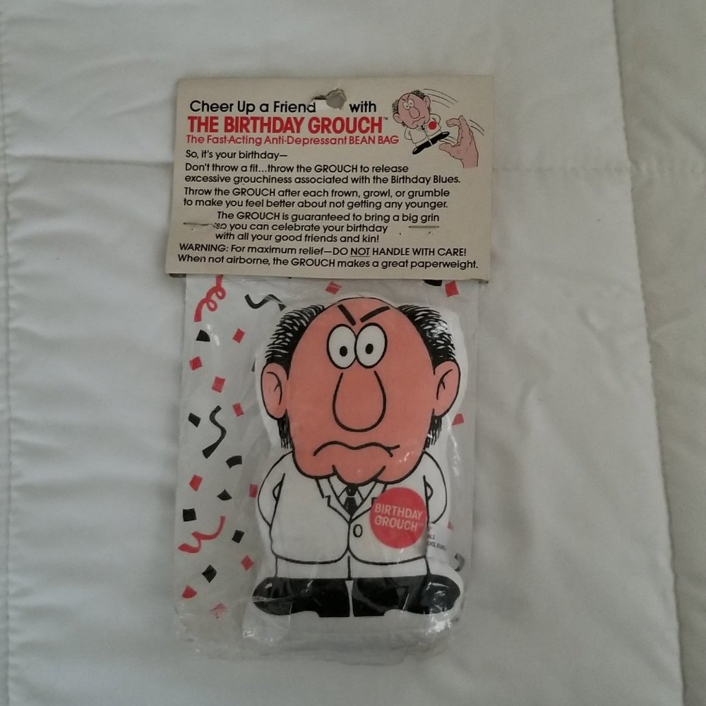 The Birthday Grouch Bean Bag Gag Gift NWT